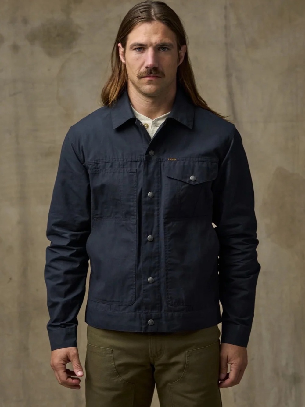 Filson Canvas Outfitter Jacket Cotton Shirt Jacket Blue Small
